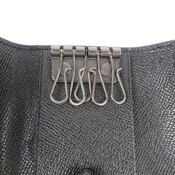 New Coach Five 5 Ring Key Case Holder Crossgrain Leather Black  Gunmetal - Picture 10 of 12